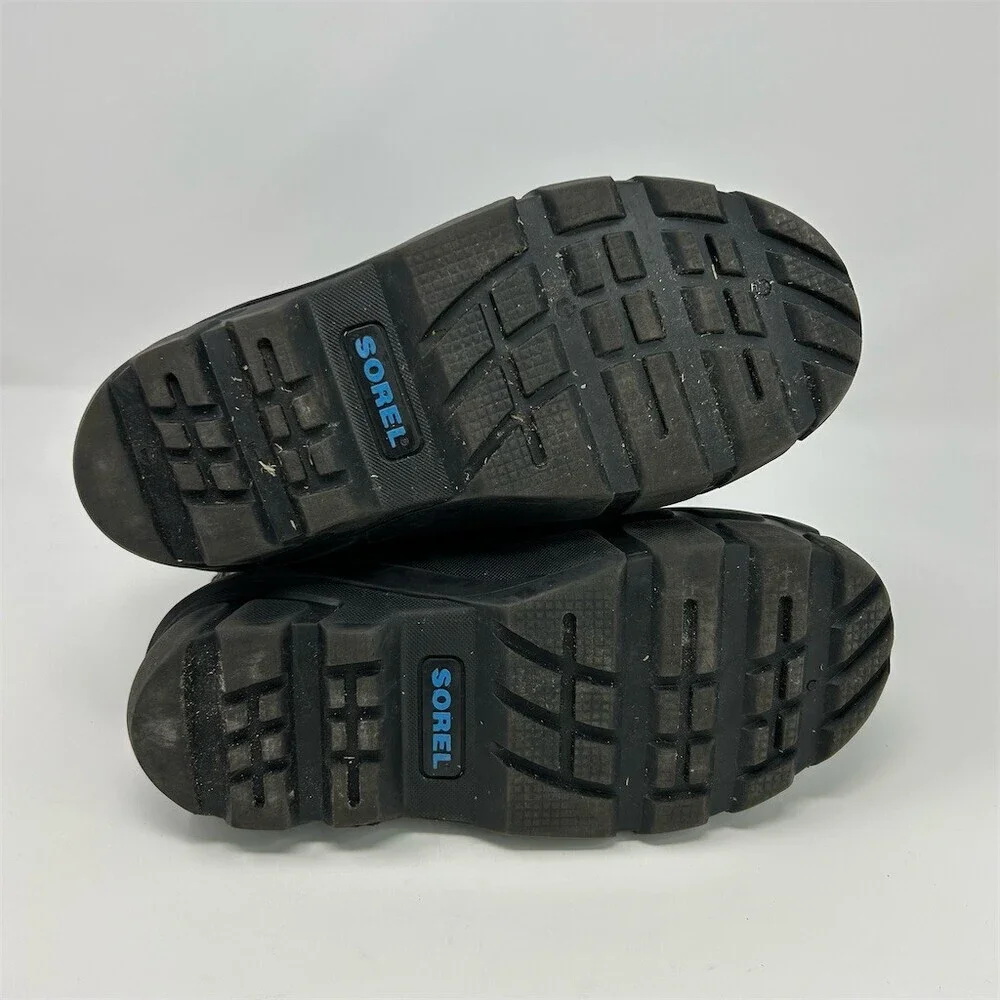 SOREL Flurry Snow Boots Boy Kids Gray Black Blue Waterproof Winter Size 3